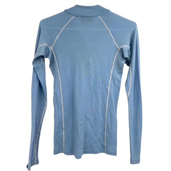Icebreaker Skin 200 Long Sleeve Layer 1/4 Zip 100% Merino Wool Blue Medium - Picture 5 of 8